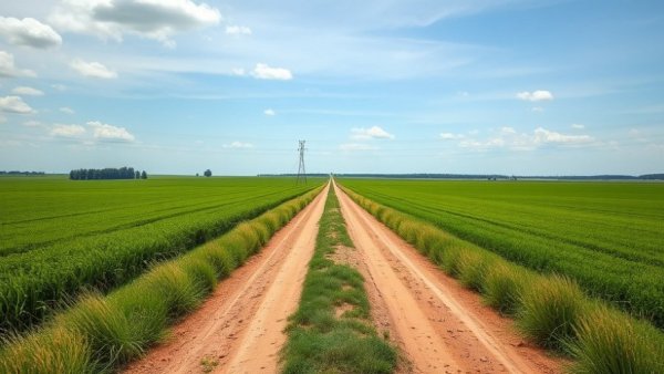 Rural dirt road in green fields, representing Michigan Farm Bill opposition.