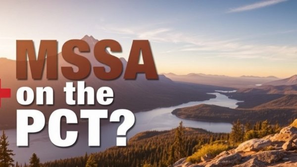 Thru-hiking health risks MRSA awareness image on scenic lake.