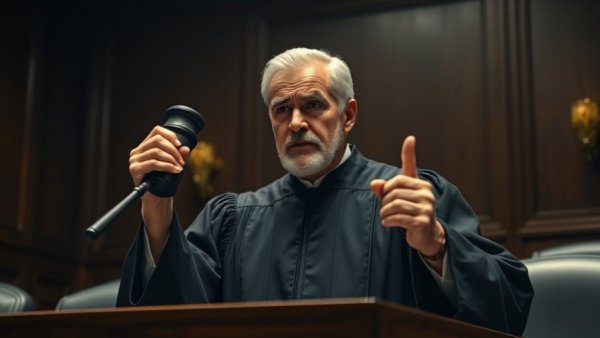 Judge delivering verdict in dimly lit courtroom, symbolizing Michigan family court reform.
