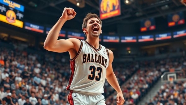 Aday Mara NBA Draft Combine: Excited player celebrating amid cheering crowd.