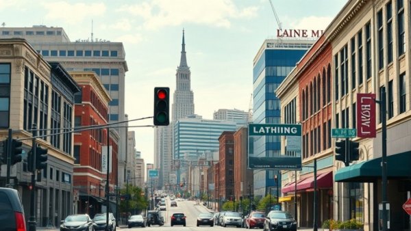 Lansing Michigan mural on street corner, vibrant urban scene.