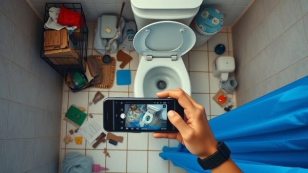 Messy bathroom indicating need for rental property oversight services.