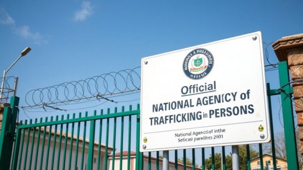 Nasarawa human trafficking network signboard at NAPTIP entrance.