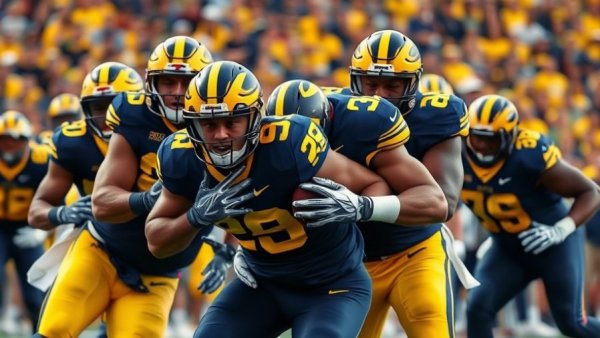 Michigan football players in action on the field, michigan football brothers history.