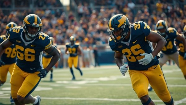 Michigan football action showcasing teamwork and athleticism.