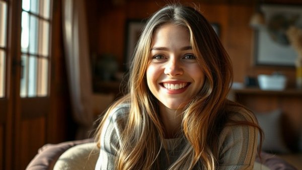Smiling woman indoors with wooden background, oldest medical student records.