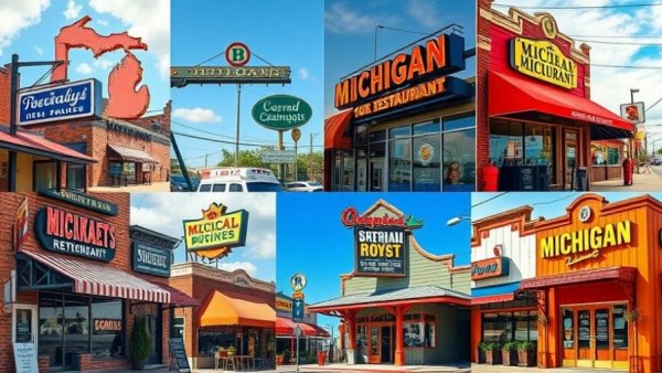Collage of iconic Michigan restaurants showcasing unique styles.