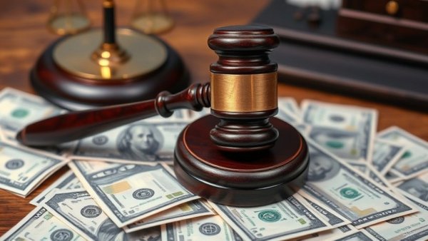 Wooden gavel on dollar bills, symbolizing West Michigan nonprofit fraud case.