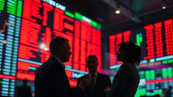 Silhouetted professionals discussing Farther Wealth Management Strategies in a stock market backdrop.