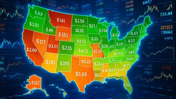 Digital strategies for business growth amid volatility depicted through a US financial data map.