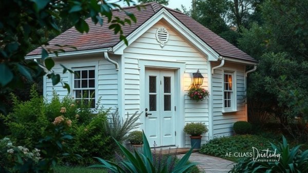 Mordialloc hidden historic cottage at dusk, quaint garden setting.