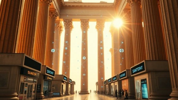 Futuristic digital network representing digital advertising costs for small businesses.