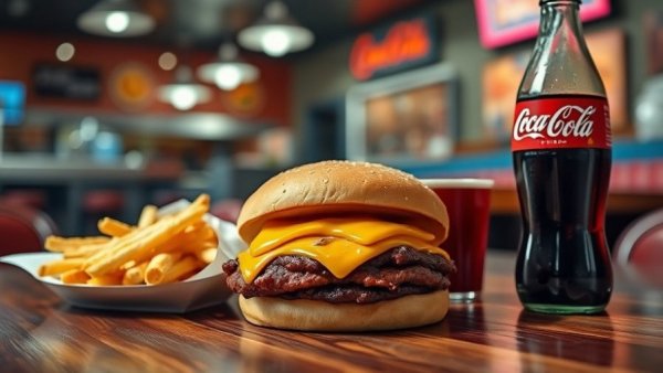 Classic Michigan lunch spot featuring a cheeseburger and fries.