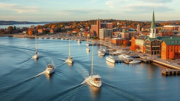 Traverse City boating on a picturesque autumn day.