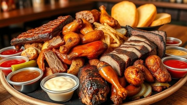 Mouthwatering BBQ platter at America's Most Iconic BBQ Restaurants.