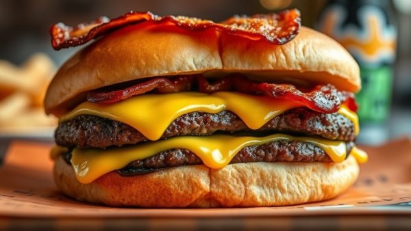 Juicy smashburger in Bloomfield Township with bacon and cheese.