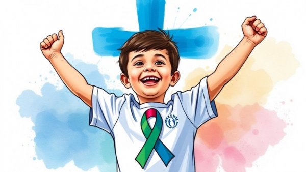 Illustrative cover with boy symbolizing overcoming Lyme disease with faith.