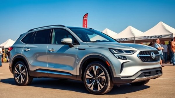 Sleek silver SUV at outdoor event for automotive reviews Michigan.
