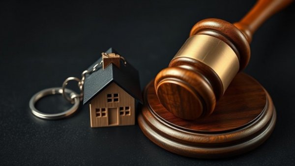 Close-up of gavel and house keychain symbolizing investor rental oversight.