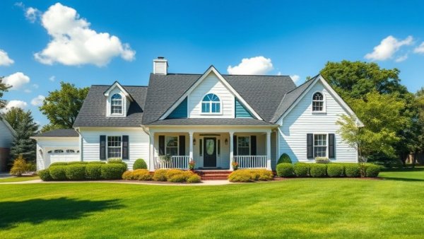 North Fork real estate trends house with spacious lush lawn.