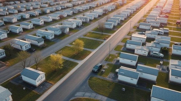 Aerial view of Michigan mobile home park reflecting reform efforts