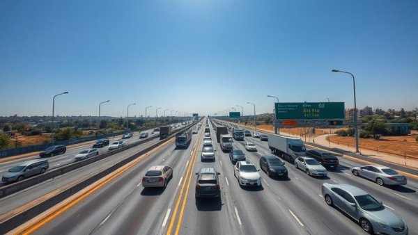 Aerial view of Michigan highway traffic for Memorial Day savings tips travel.