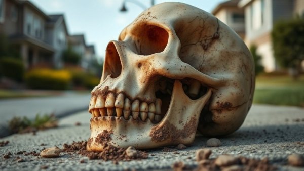 Aged human skull found on Rock Hill sidewalk.
