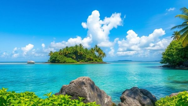 Scenic lagoon view near Indian River Lagoon with lush greenery and clear skies.