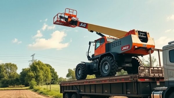 JLG Jerr-Dan 15-Ton LP Carrier transporting heavy machinery on a sunny day.