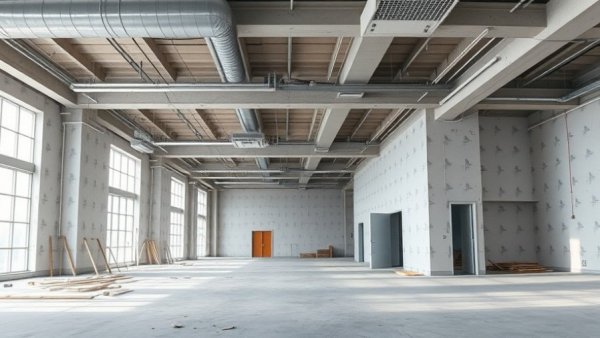 Niowave Ac-225 production facility under construction with industrial interior.