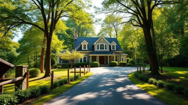 Charming Berkshire County real estate nestled in a serene forest.