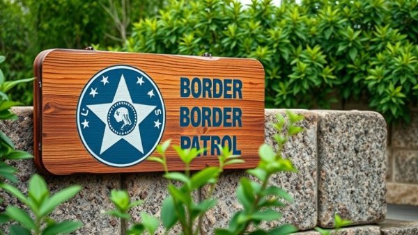 U.S. Border Patrol sign on wall with foliage