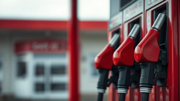 Gas pumps at a station affecting Memorial Day travel.