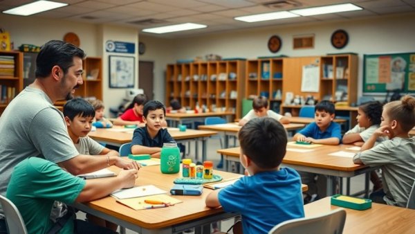 Children engaged in a Michigan agriculture education class with an instructor.