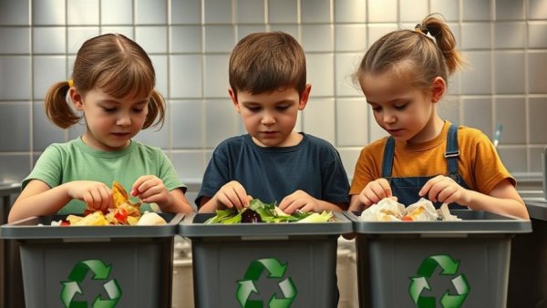 Michigan's food waste initiatives: children sorting waste.