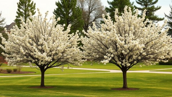 Ornamental pear trees in Michigan suburban area linked to invasive species ban.