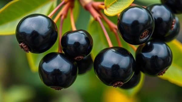 Close-up of invasive plant berries in Michigan, green leaves.