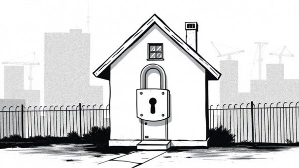 Minimalist illustration of residential security technology icon.