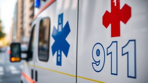 Michigan Medicaid fraud crackdown ambulance DIAL 911 sign.