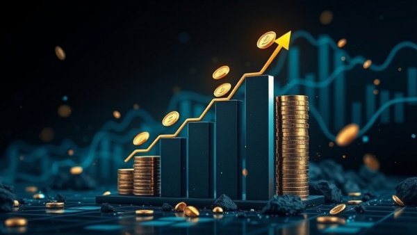 XRP Ledger Real Estate Project promo with growth chart and coins.