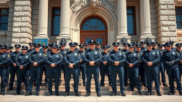 Newly trained Michigan State Police troopers in formation.