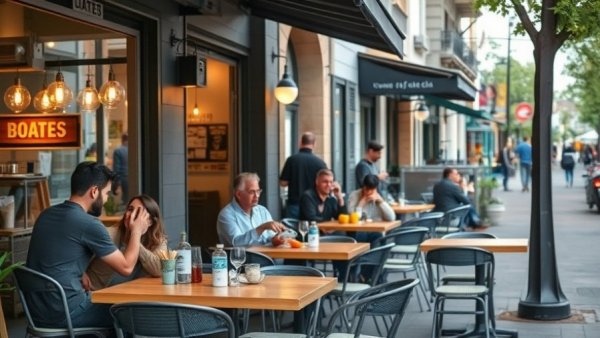 Outdoor dining with few patrons amid Michigan restaurant sales decline.