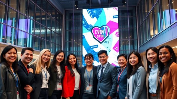 AI automotive marketing solutions at corporate event with diverse group.