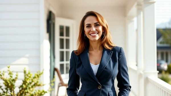 Confident woman on porch representing professional rental administration.