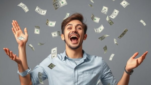 Ecstatic winner celebrating Michigan Lottery Millionaire For Life Prize