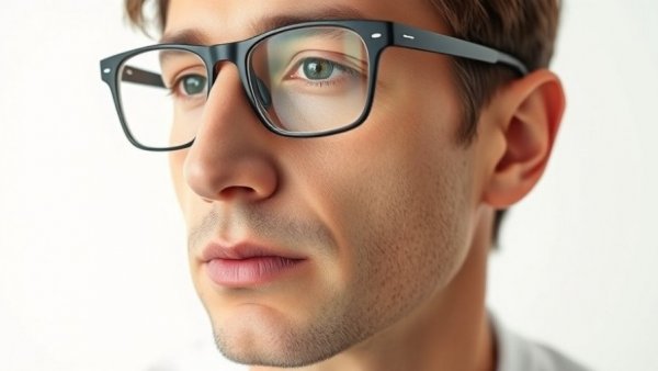 Contemplative man with glasses and white shirt against plain background