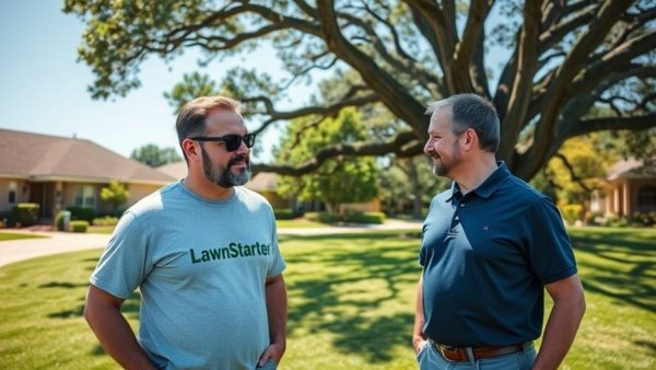 LawnStarter vs Local Lawn Care Company discussion on a sunny lawn