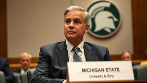 Michigan State University official at a conference table, engaged.