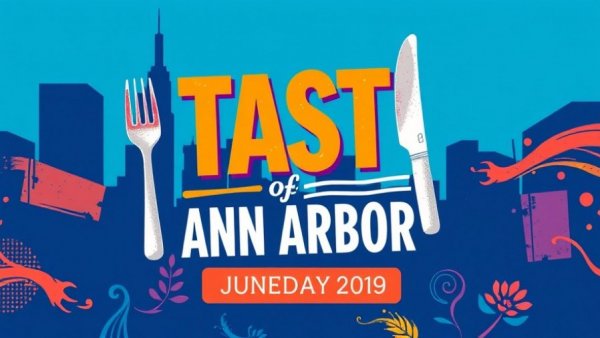 Taste of Ann Arbor event poster highlighting Ann Arbor culinary scene with vibrant design.