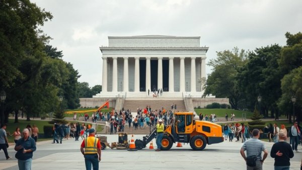 Construction site at Lincoln Memorial for no-bid contract.